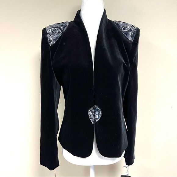 Vintage Sassoon velvet jacket with sequins. Size 8 - Picture 1 of 11